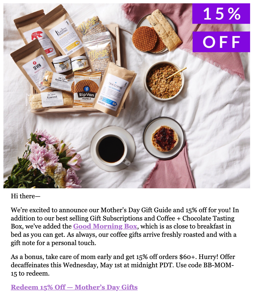 Bean Box Seasonal Email