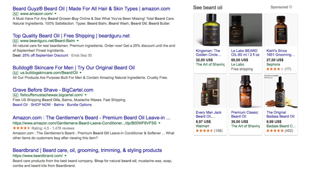 Beard Oil in The SERPs