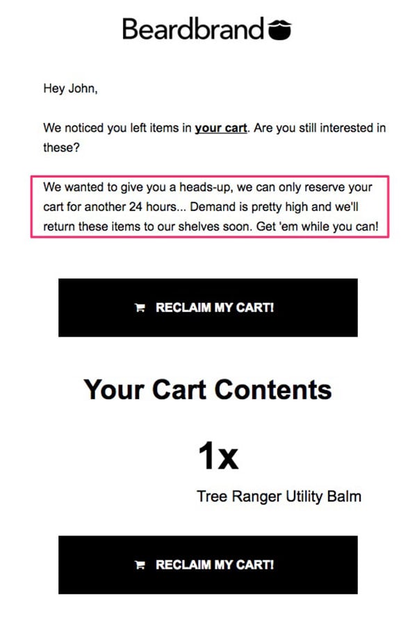 Beardbrand Abandoned Cart Email