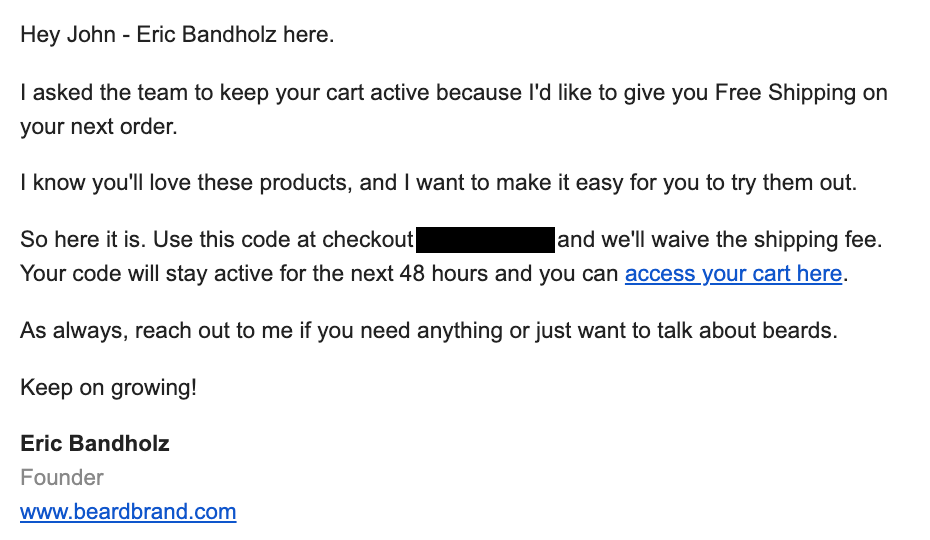 Beardbrand Cart Abandonment Email