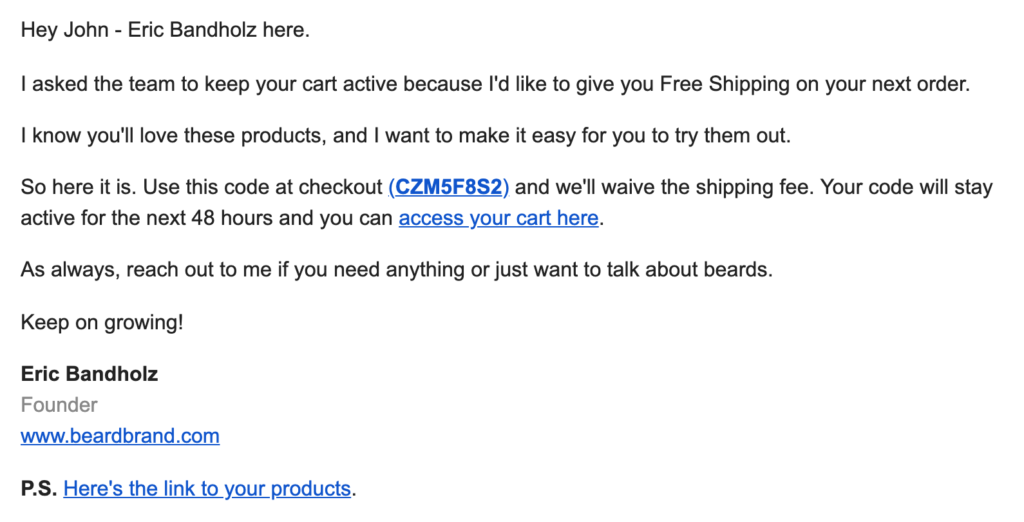 Beardbrand Cart Recovery Email 2
