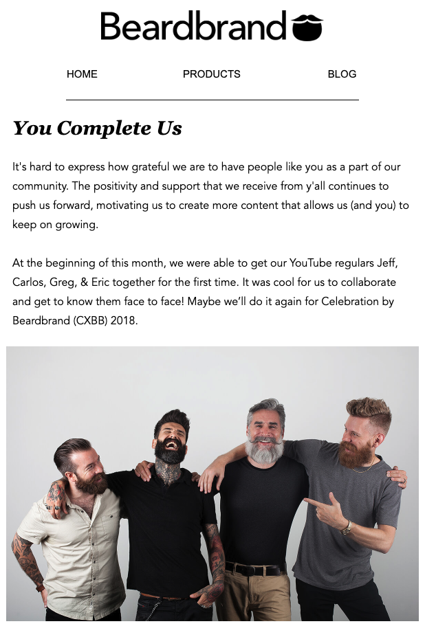 Beardbrand Engagement Email