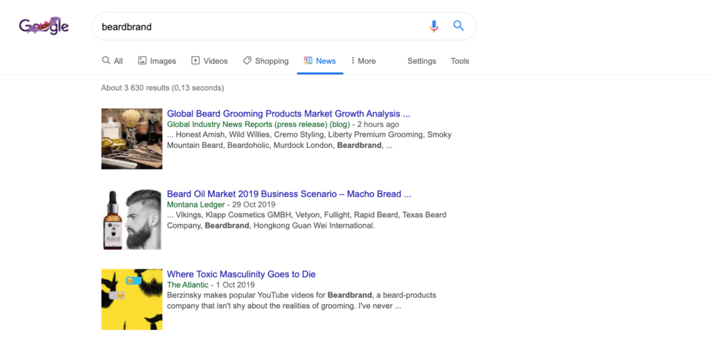 Beardbrand Google Results