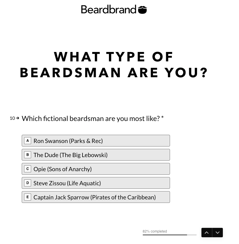 Beardbrand Lead Generation Quiz 2