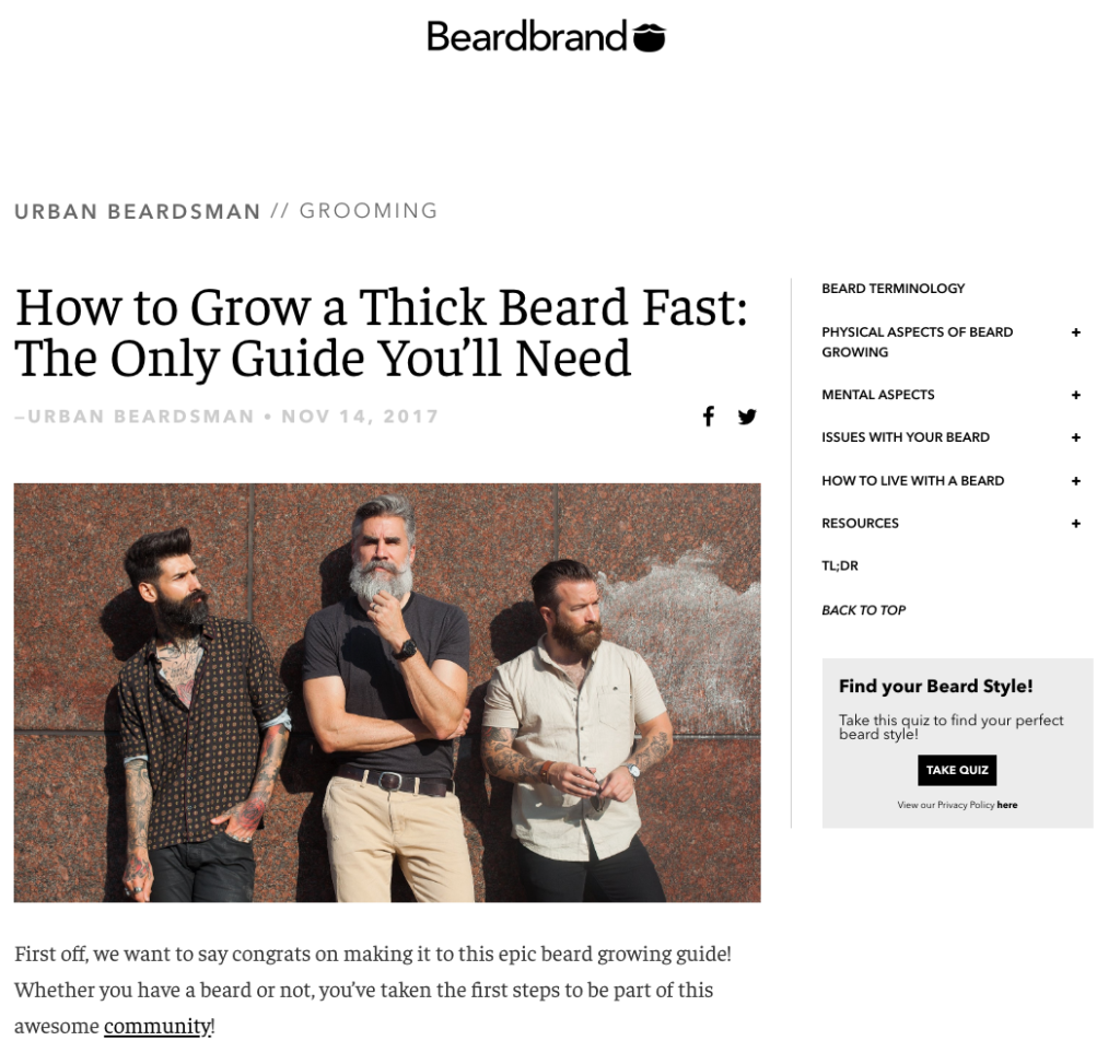 Beardbrand ToFu Content