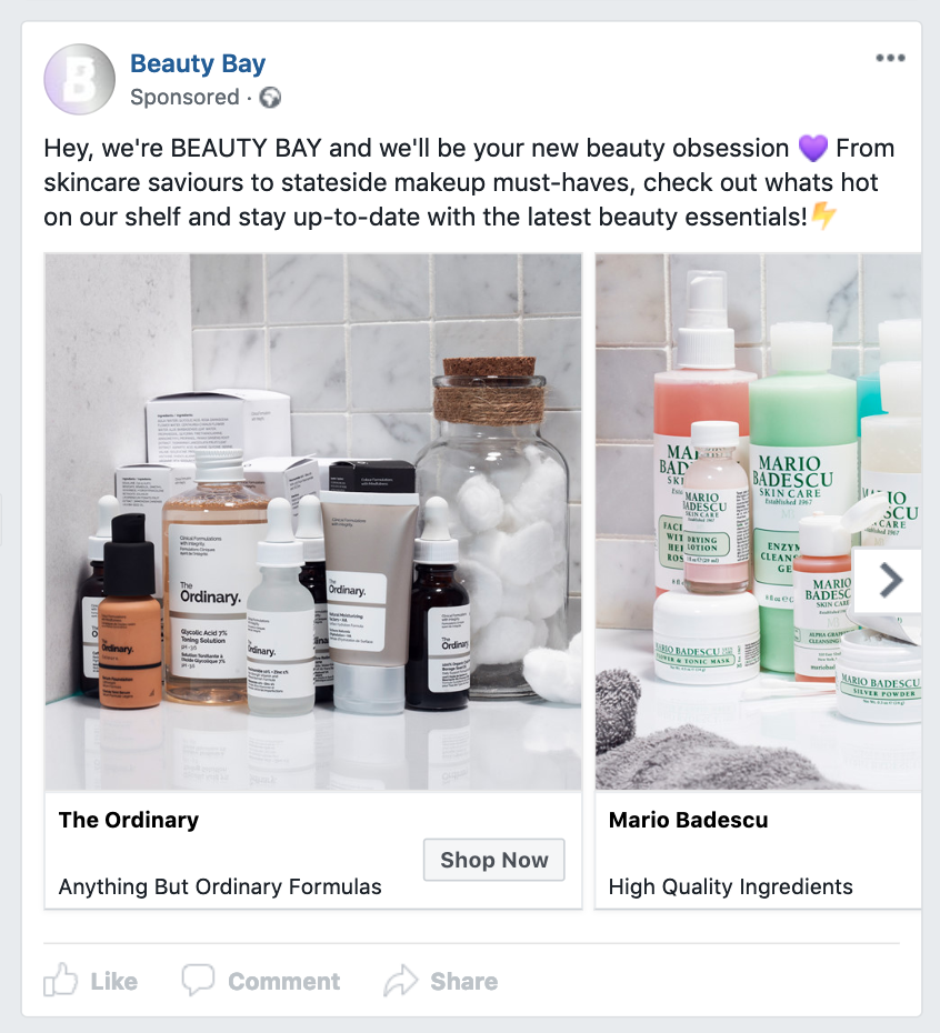 Beauty Bay Facebook Ad