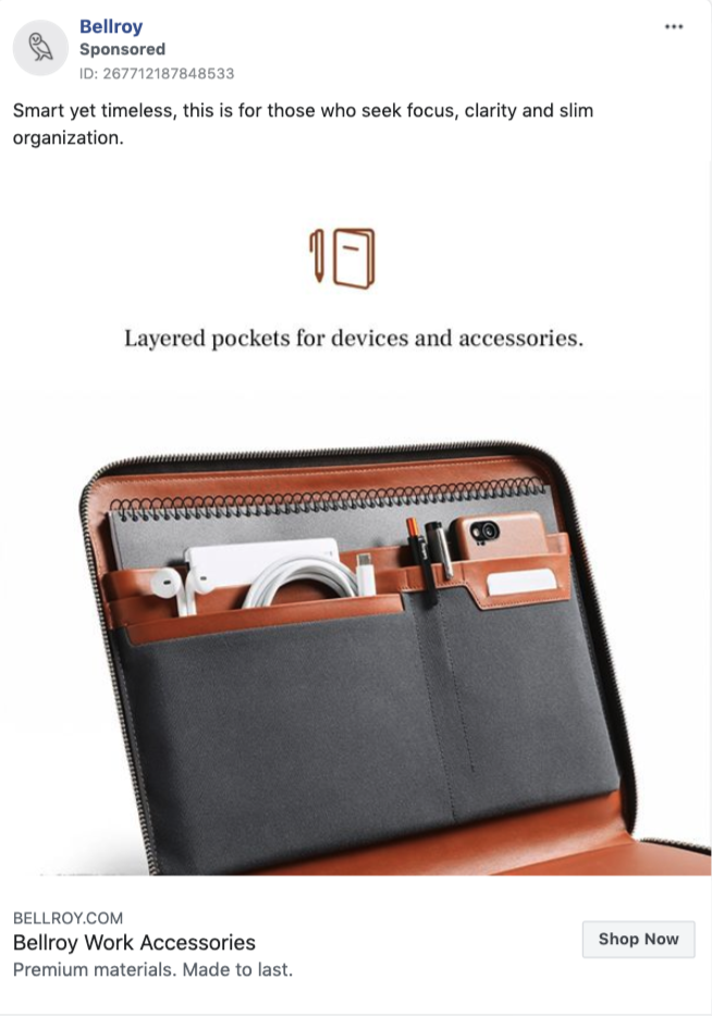 Bellroy Facebook Ad 2