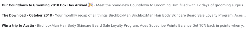 Birchbox Man Subject Lines