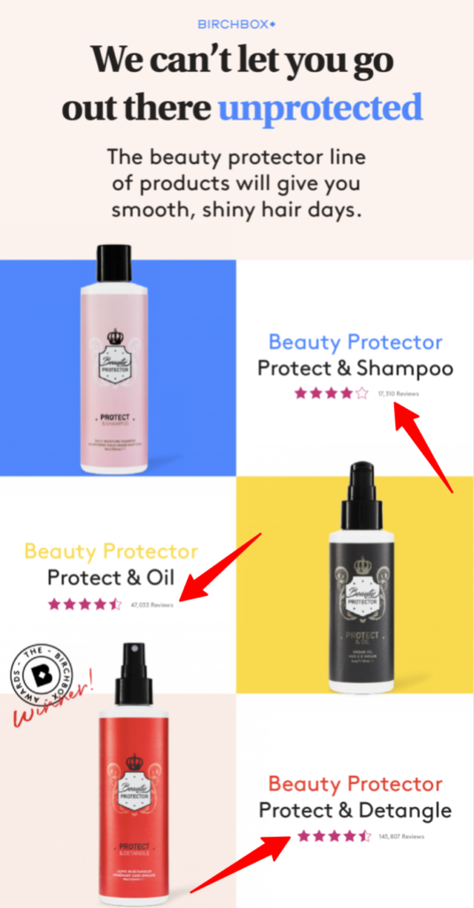 Birchbox Product Ratings in Email Newsletter