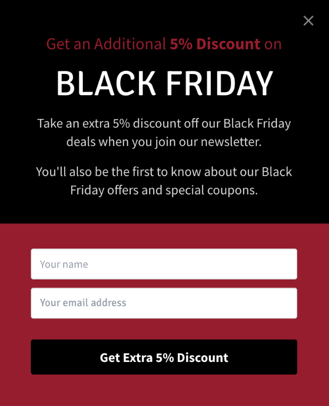 Black Friday Popup Example 2