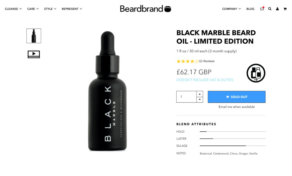 Black Marble Beard Oil