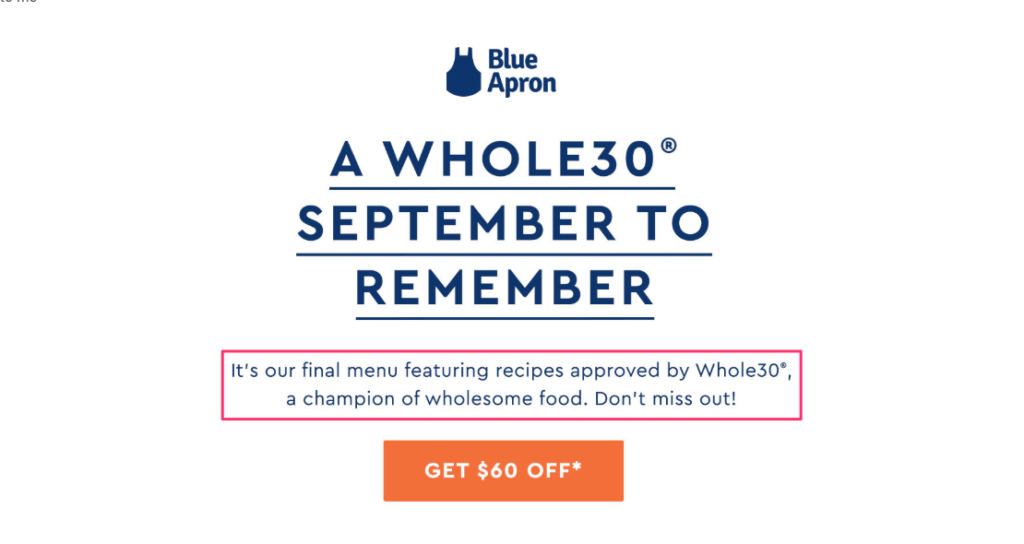 Blue Apron Discount Email