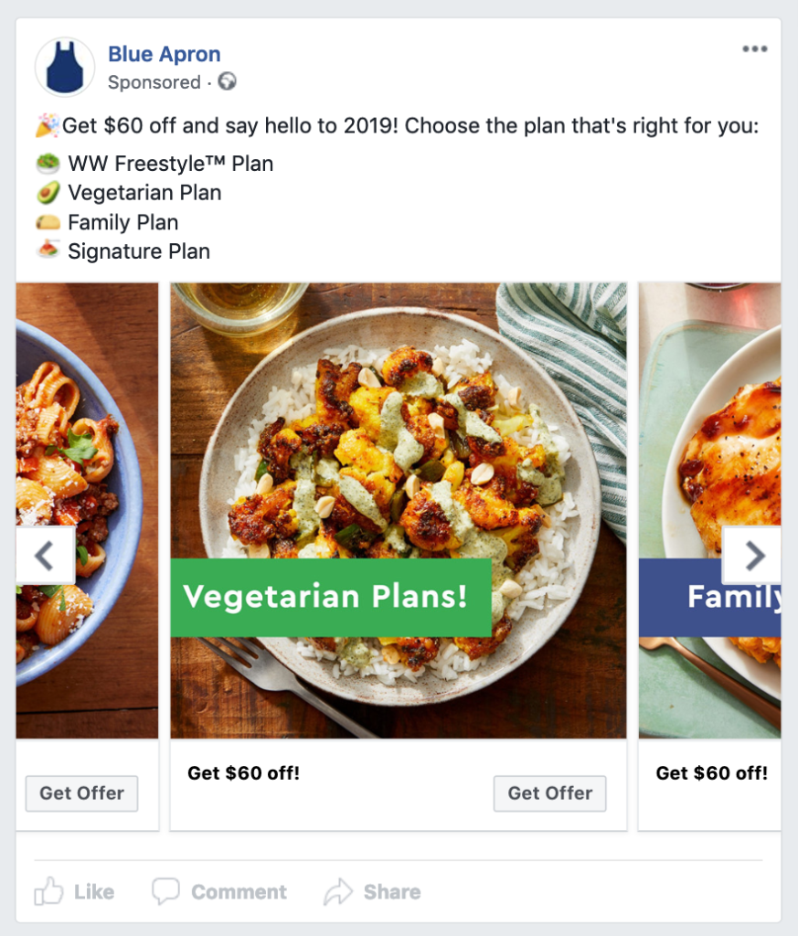 Blue Apron Facebook Ad