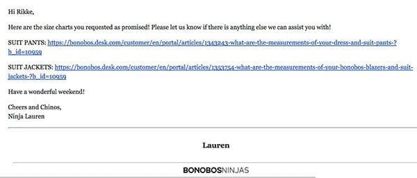 Bonobos Follow-Up Email
