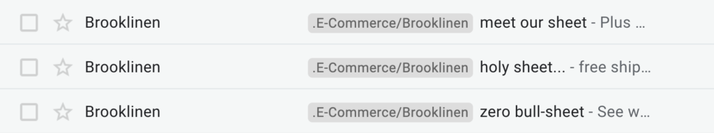 Brooklinen Email Subject Lines