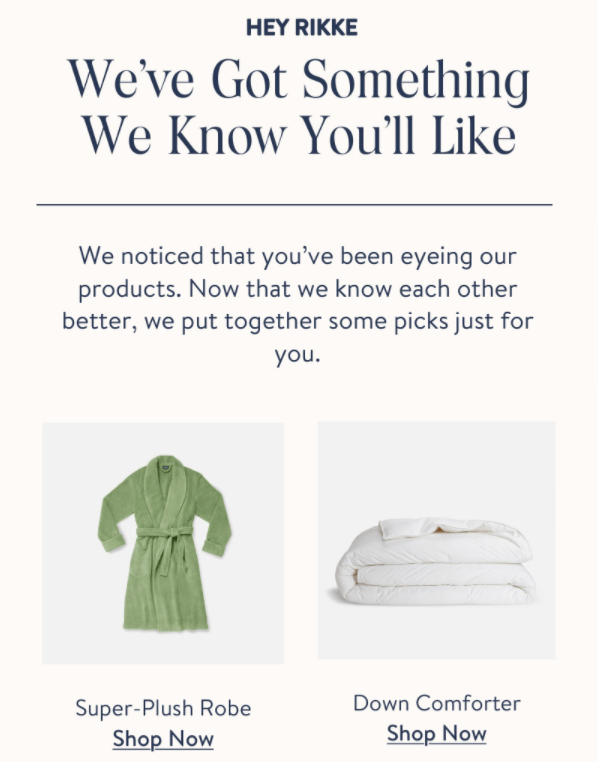 Brooklinen Product Recommendation Email