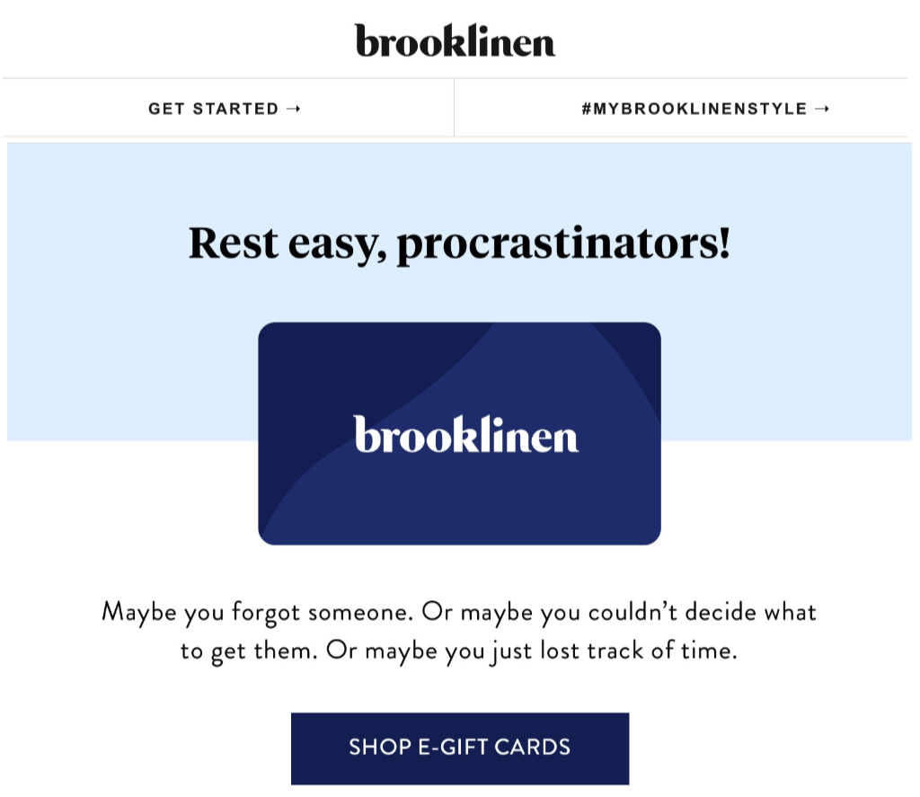 Brooklinen Seasonal Email