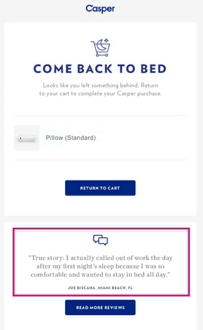 Casper Abandoned Cart Email