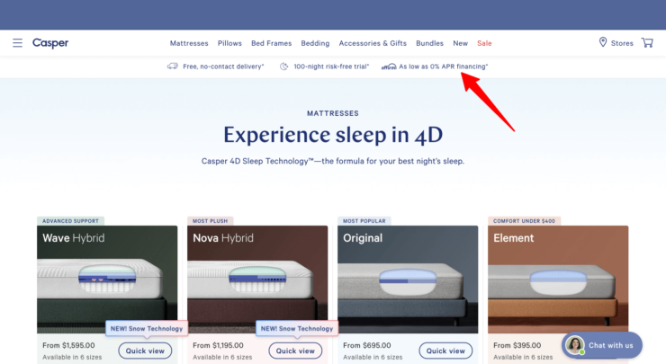 Casper-Category-Page-With-Buy-Now-Pay-Later-740x405