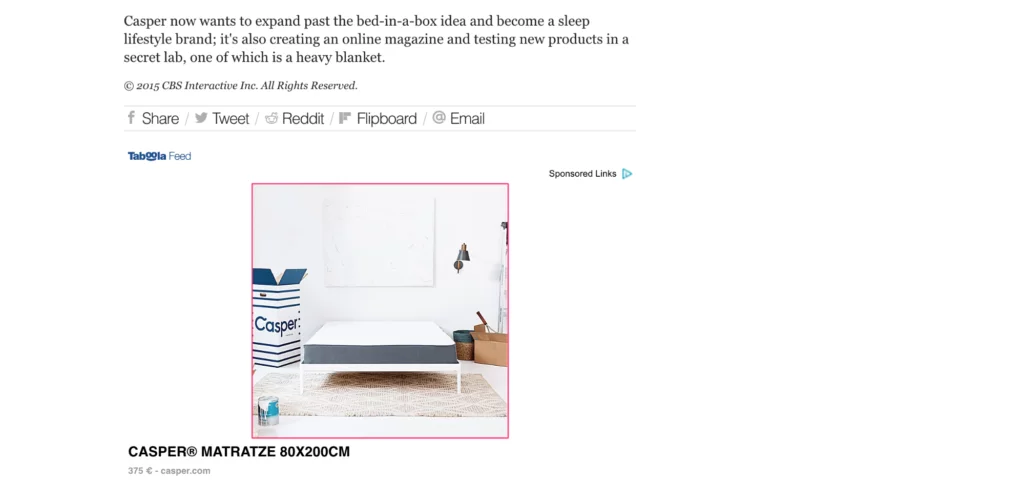 Casper Taboola Ads