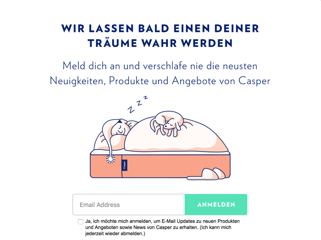 Casper_s German Exit Intent Popup