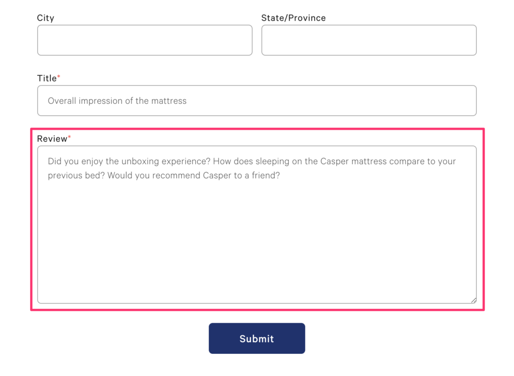 Casper_s Review Submission Form
