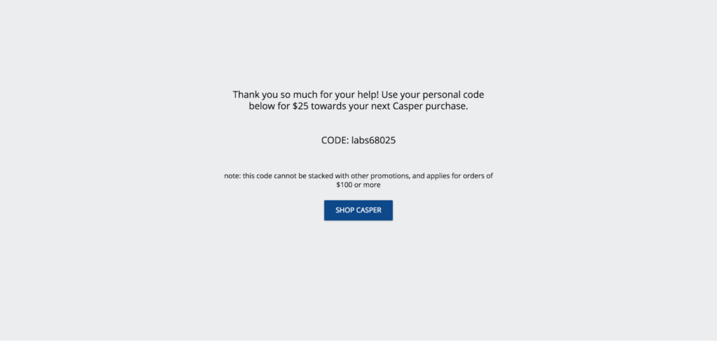 Casper_s Survey Confirmation Page