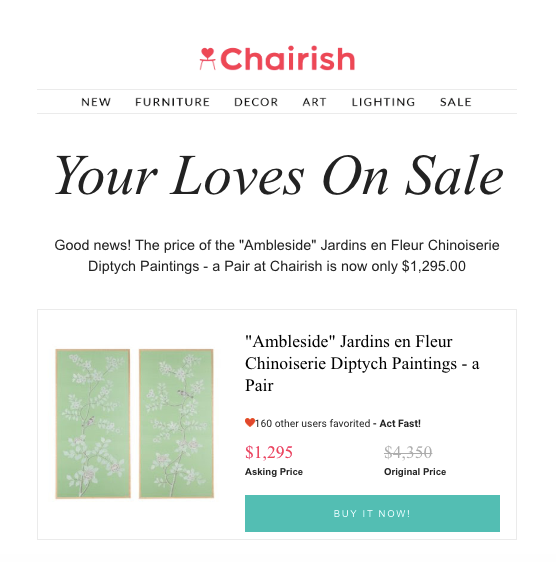Chairish Wishlist Email
