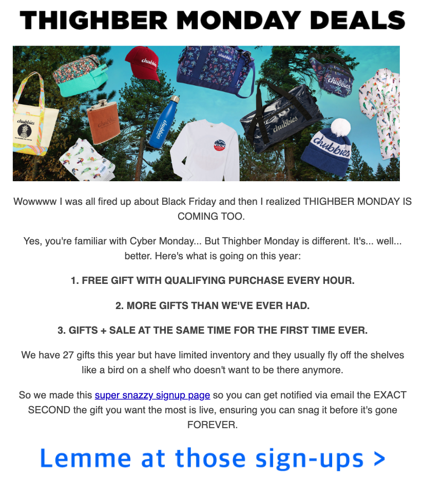 Chubbies Black Friday Email 3