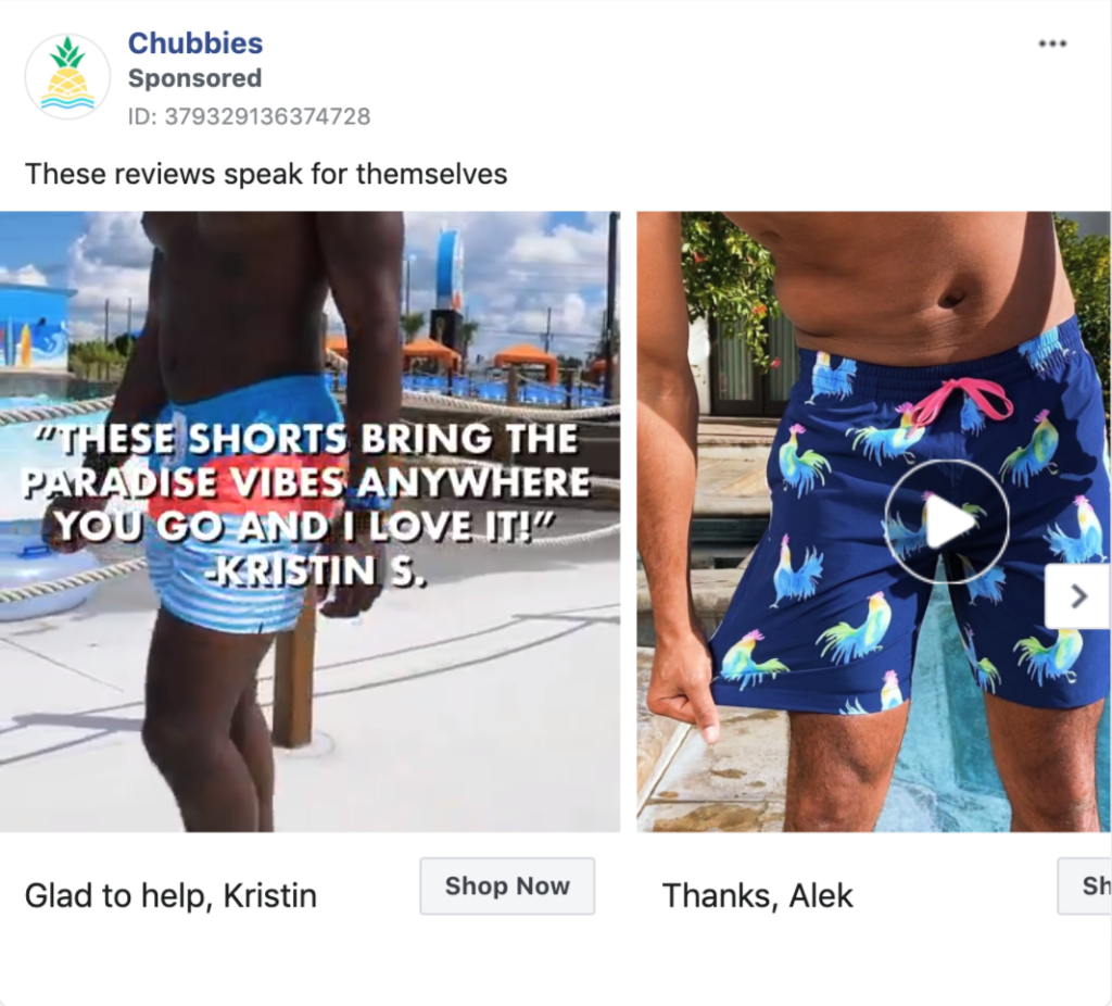 Chubbies Facebook Ad