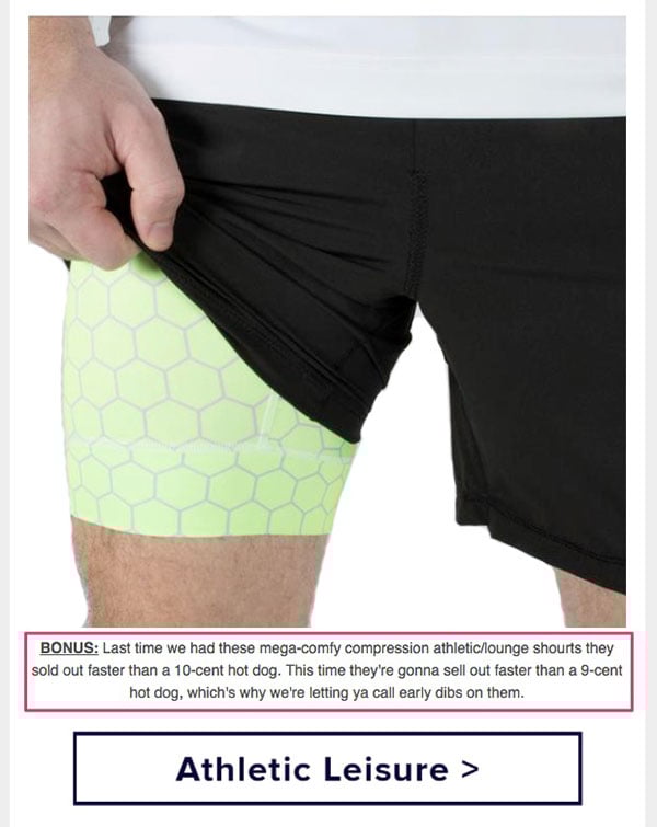 Chubbies email promoting a limited edition product with scarcity marketing in it