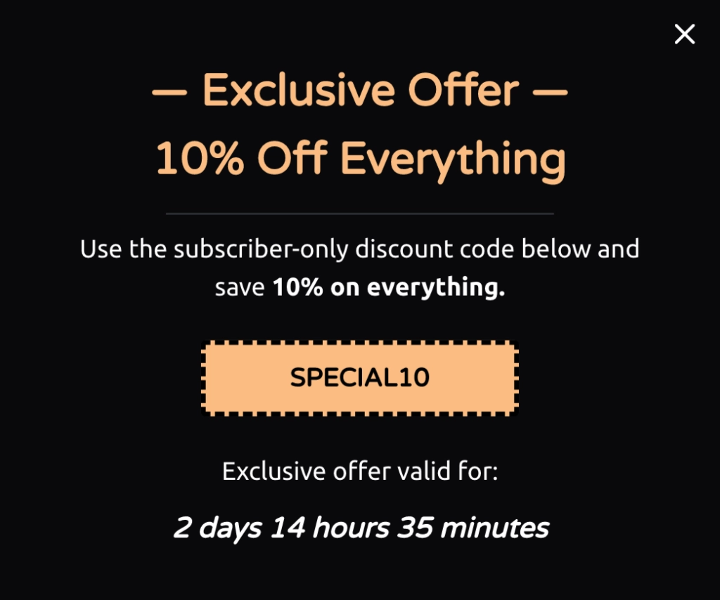 Countdown Popup Example