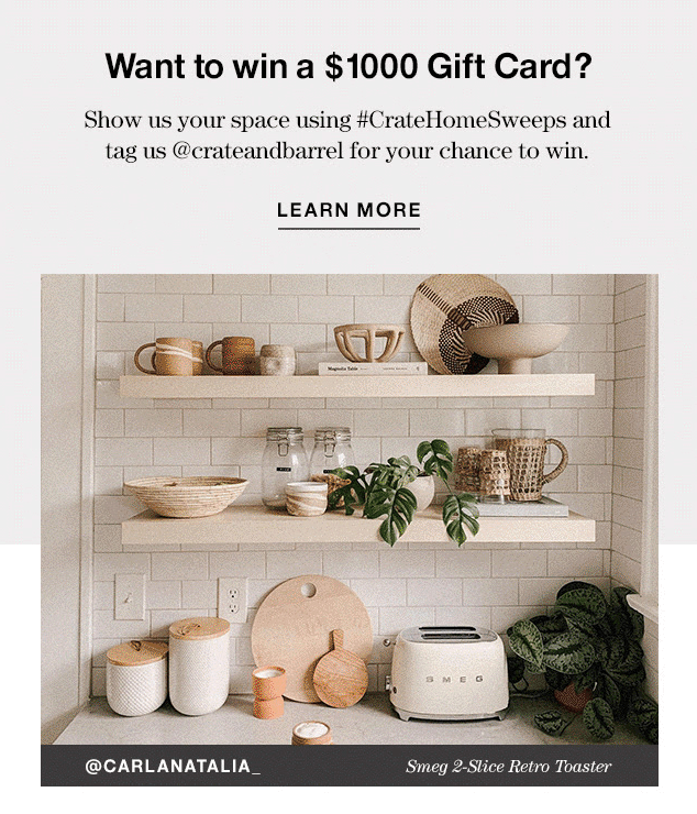 Crate _ Barrel Win a Gift Card Giveaway Email