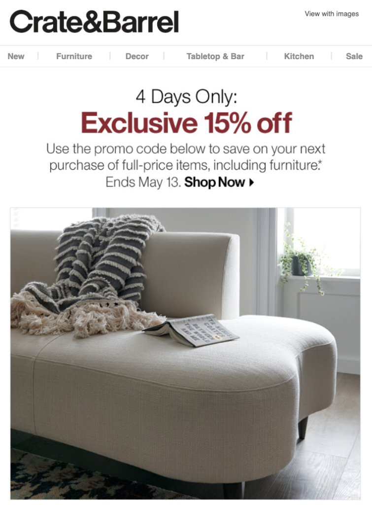 Crate and Barrel Limited Time Offer