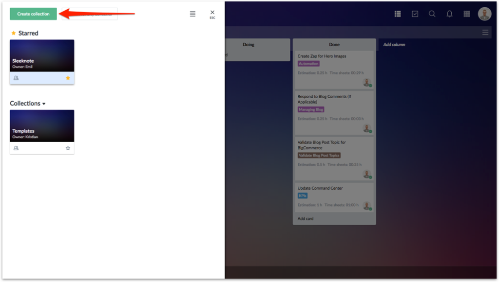 Create Collection in Favro