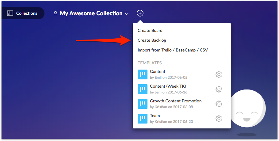 Create Product Backlog in Favro