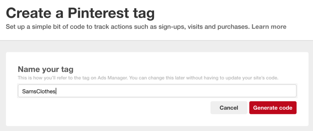 Create a Pinterest Tag