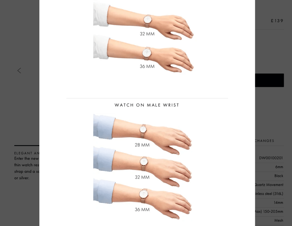 Daniel Wellington Size Guide in Context