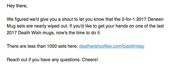 Death Wish Coffee Email Example