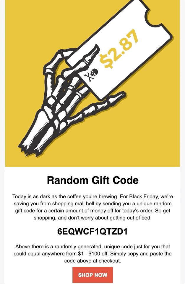 Death Wish Coffee Random Gift Code