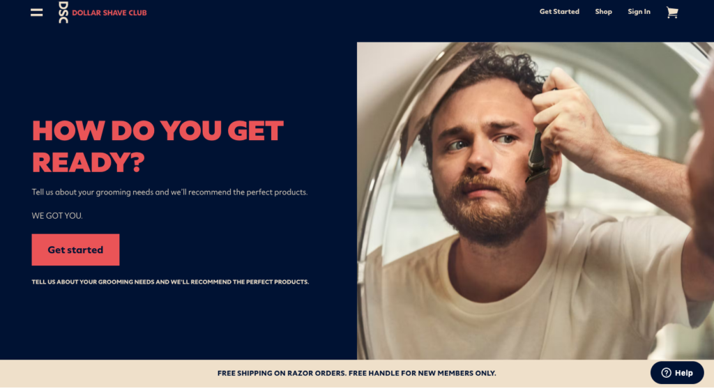 Dollar Shave Club Homepage