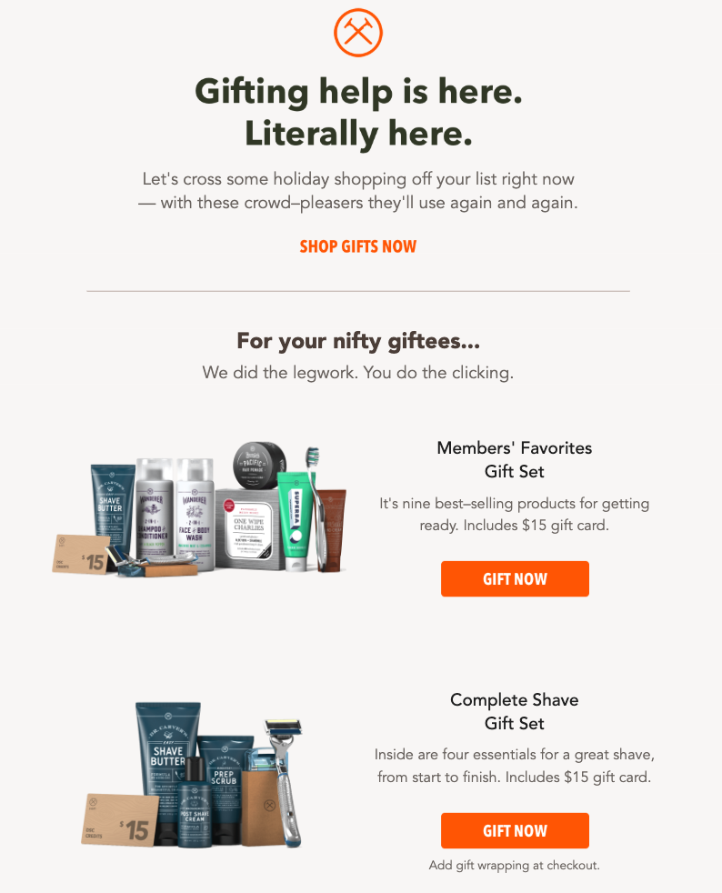 Dollar Shave Club Seasonal Email