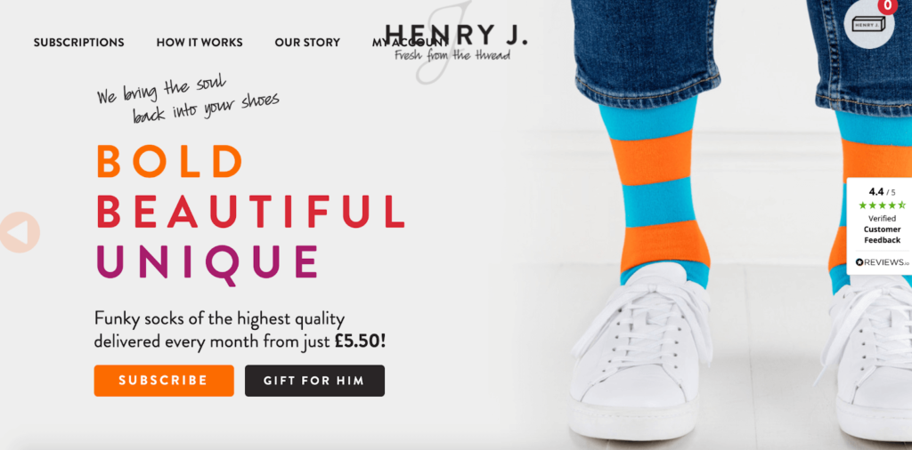 Henry J Socks Homepage Example