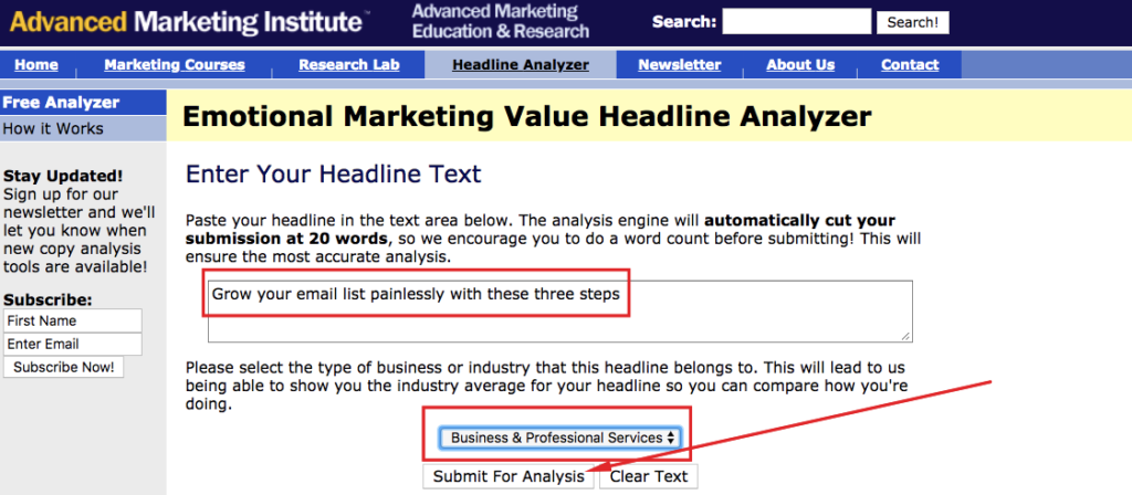 Emotional Marketing Value Headline Analyzer