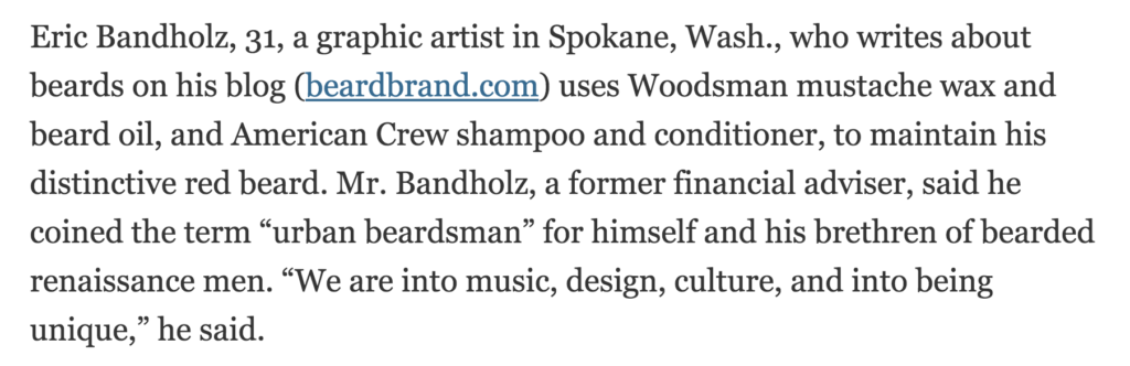 Eric Bandholz Mention in The New York Times