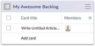 Example of Product Backlog in Favro