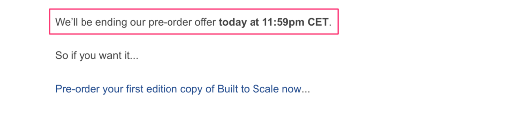 Excerpt from Built to Scale Last Chance Email