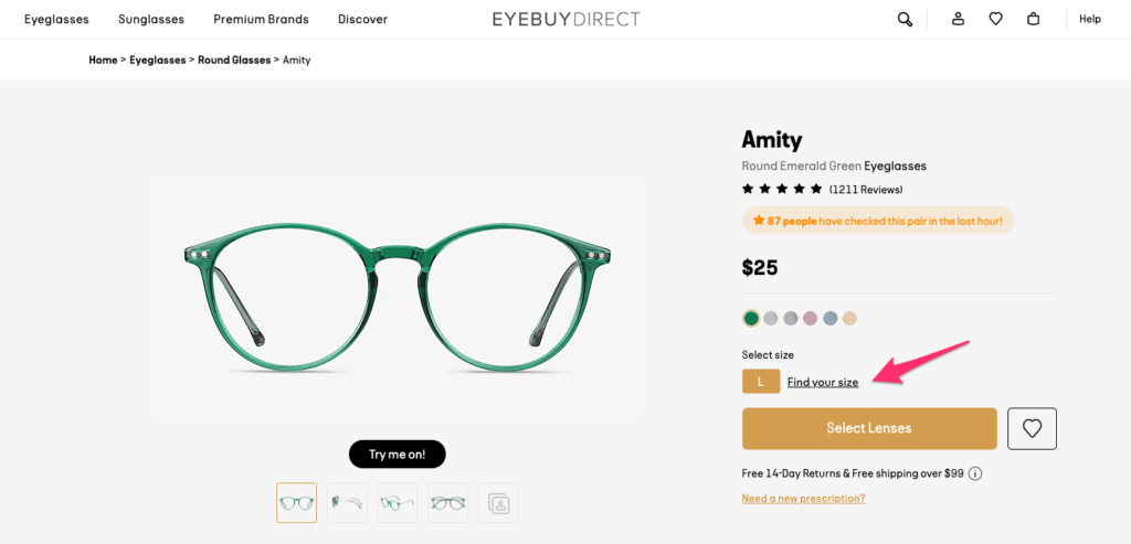 EyeBuyDirect Product Page