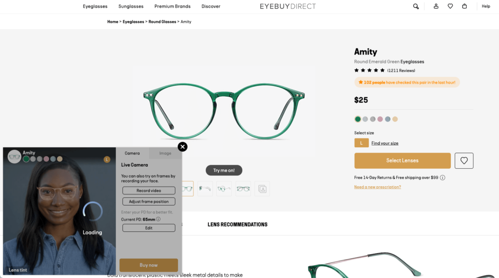 EyeBuyDirect Virtual Try-On