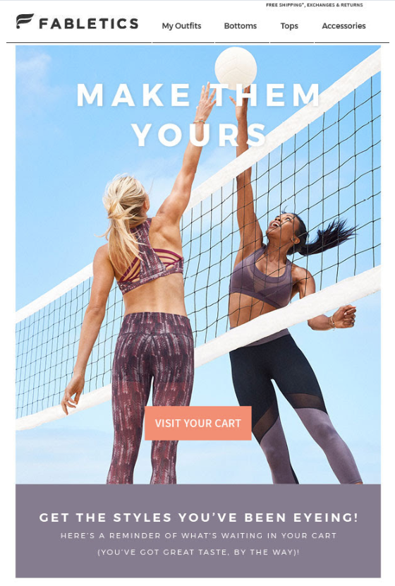 Fabletics Abandoned Cart Email